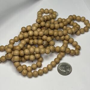 khaki tan wooden beaded necklace costume jewelry long wear wrapped tied